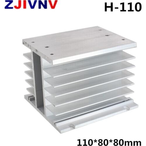 White 110*100*80MM three phase solid state relay SSR aluminum heat sink radiator H-110