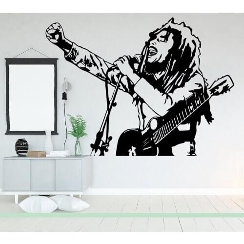 Bob Marley Reggae Rasta Wall Sticker Bedroom Kids Room Bob Marley Lion Rock Music Star Wall Decal Living Room Vinyl Home Decor