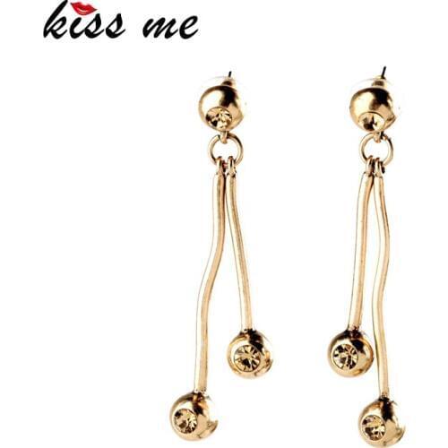 KISS ME Jewelry Unique Champagne Crystal Old Gold Color Hanging Earrings Factory Wholesale