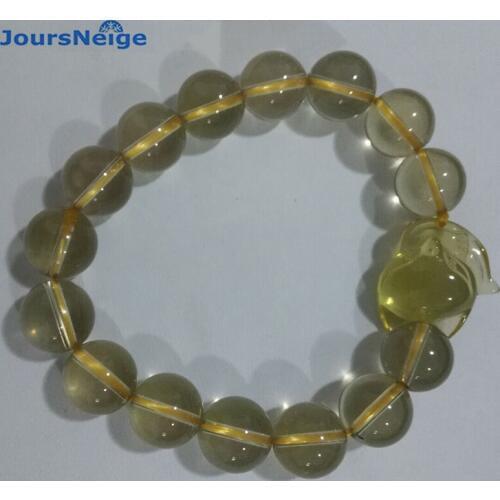 Wholesale Pink Yellow Natural Crystal Bracelet 12mm Round Beads With Fox Hand String Lucky for Women Men Gift Crystal Jewelry