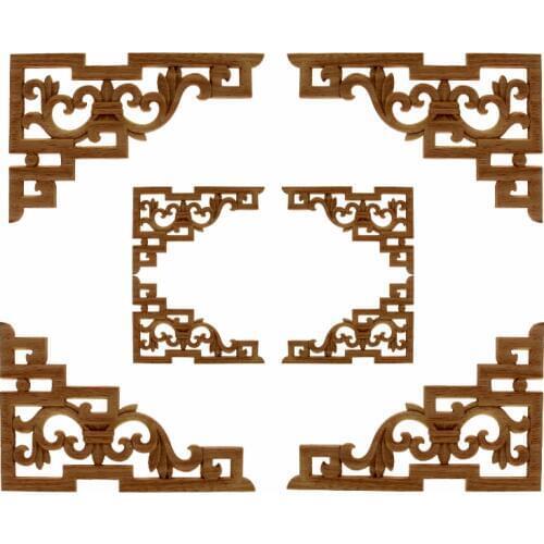 VZLX Wood Applique Carved European Decals Roses Patch Furniture Door Vintage Home Wedding Decoration Accessories Decor