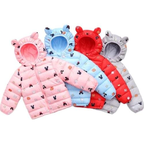 Winter Baby Girls Down Jacket Autumn Kids Cute Brand Cartoon Hooded Zipper Birthday Party Christmas Princess Coat Kids Clothes