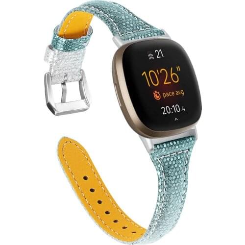Gradient Shiny leather Watchband for fitbit Versa 3 versa3 smart watch band Fashion personality leather strap for fitbit sense