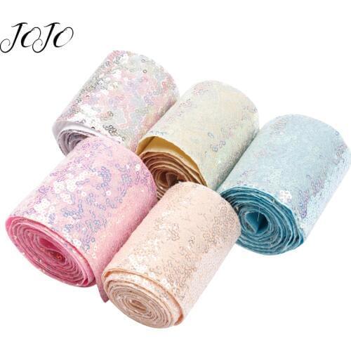 JOJO BOWS 75mm 2y Sequin Ribbon For Craft Candy Color Webbing For Needlework Home Textile Materials DIY Hairbow Party Home Decor