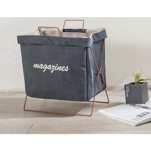 Martin Cloth Iron Frame Small Laundry Basket Folding Laundry Dirty Clothes Hamper Square Fabric Storage Basket Bucket