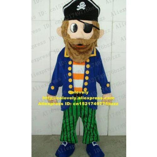 Brave Pirate Corsair Buccaneers Sea Rover Viking Mascot Costume With Black Pirate Hat Brown Long Whiskers No.5183 Free Ship