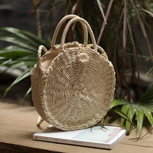 Summer Holiday Beach Straw Woven Crossbody Bag Women Round Handmade Rattan Satchel Small Handbag Female Travel Purse Bolso Mujer