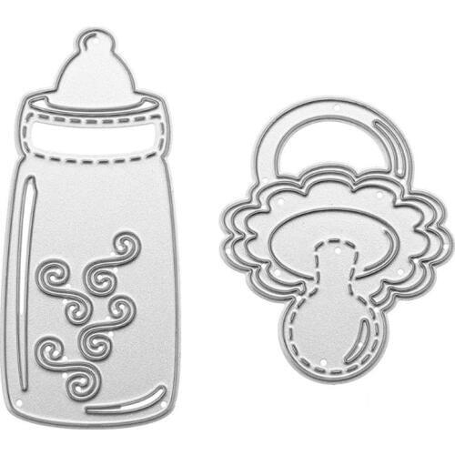 2Pcs Baby Bottle Nipple Metal Cutting Dies Stencils for DIY Scrapbooking Embossing Card Making Craft Dies Baby Shower Decoration