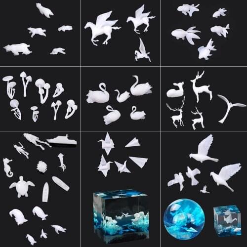 Mini Silicone Mold Mix Style Filling Material Mushroom Jellyfish Ocean Epoxy Crystal 3D UV Resin Mould DIY Jewelry Making