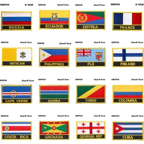 National Flag Embroidery Patch Badge Russia Ecuador Eritrea France Vatican Philippines Fiji Finland Cape Verde Gambia