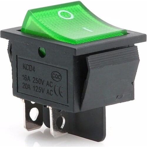 NEW Green Lamp 4 Pin ON/OFF 2 Position DPST Rocker Switch 16A/250V KCD4-201