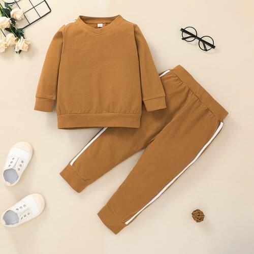 2 Pcs Toddler Casual Outfits, Boys Color Block Long Sleeve V-neck Sweater + Trousers 2021 New Fashion Childrens Sets