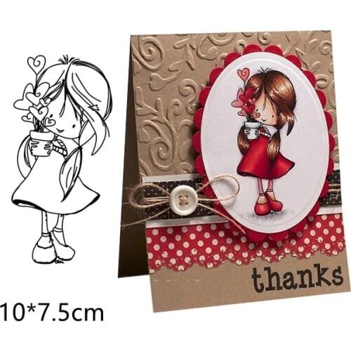 Clear Stamps Cute Girl Rubber Transparent Seals for DIY Scrapbooking Photo Album Card Making Crafts New Stamps Decor
