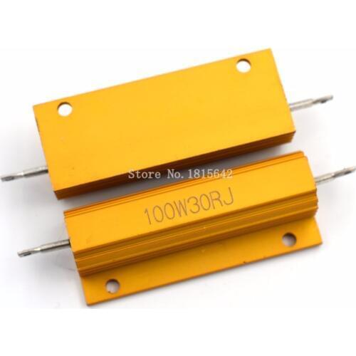 RX24 100W 30R 30RJ Metal Shell Aluminium Gold Resistor High Power Heatsink Resistance Golden Heat Sink Resistor 100 Watt 30 ohm