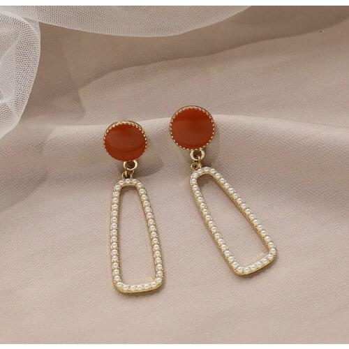 Korean Oblong Face Looks Thin And Fashionable Temperament Earrings Sweet Retro Design Gentle Lady Boucle Oreille Femme