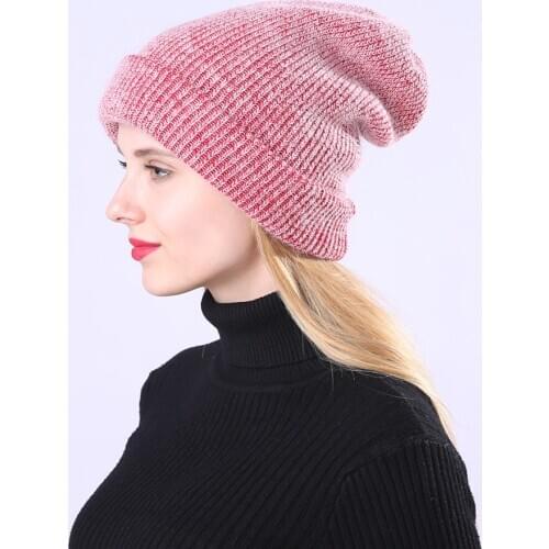 Good Quality Winter Hats For Women Knitted Rabbit Fur Beanie Hat Comfortable Soft Wool Skullies Solid Cashmere Caps Bonnet