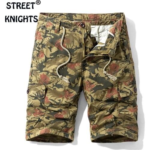 2021 Summer New Camouflage Multi-Pockets Cargo Shorts Men Khaki Jogger Military Cargo Shorts Men Cotton Casual Loose Men Shorts