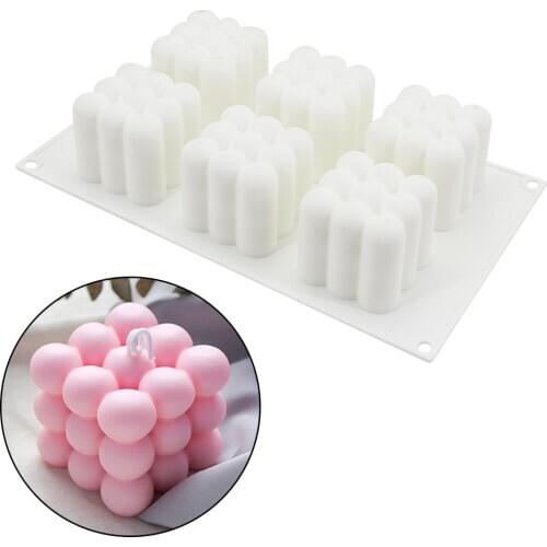 6 Cavities DIY Aromatherapy Candle Mould Silicone Plaster Candle Handmade Soy Candles Wax Soap Molds Mousse Cake mold Supplies