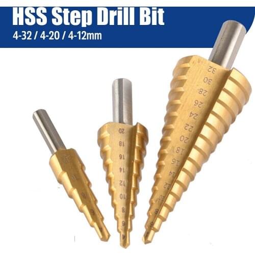 4 -32mm HSS Titanium Coated Metal Hex Core Drill Bits High Speed Steel Step Drill Bit Set Cone Hole Wood Cutter Taper Metric
