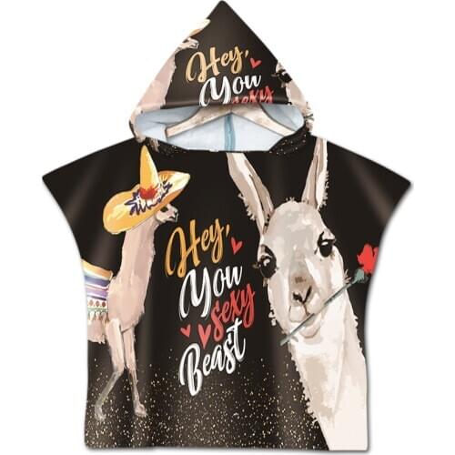 Microfiber fabric Childrens Bathrobe Cartoon Print Kids beach towel hooded swimming pool gym fitness bath towel