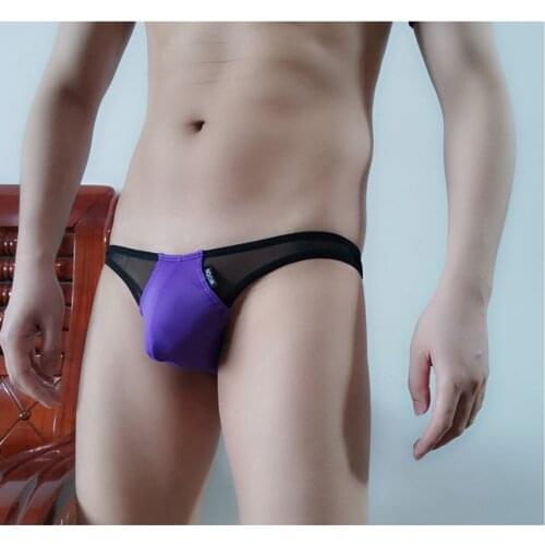 Patchwork Mesh Underwear Men Brand New Jockstrap Bags Breathable Lingerie Sexy Briefs