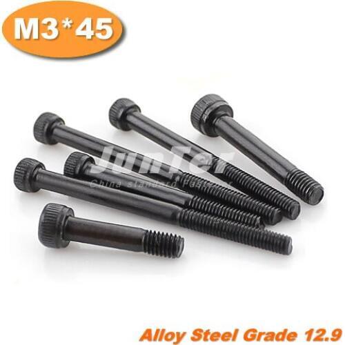 500pcs/lot DIN912 M3*45 Grade12.9 Half Thread Alloy Steel Hex Socket Head Cap Screw