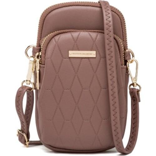 Women Phone Crossbody Bag Mini Shoulder Bag Rhomboids PU Leather Wallet Purse Best Sale-WT
