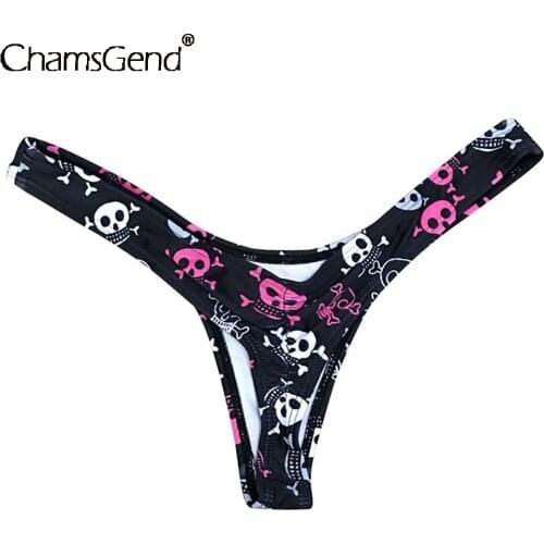 Women Skull Print Bikini Bottom Thong Bathing Beach Swimsuit Swimwear Brazilian Female Sexy Bikinis Briefs Underwear 218