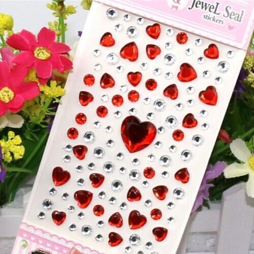 1Sheet Heart Rhinestones Phone Car Art Craft Diy Scrapbooking Stickers random color