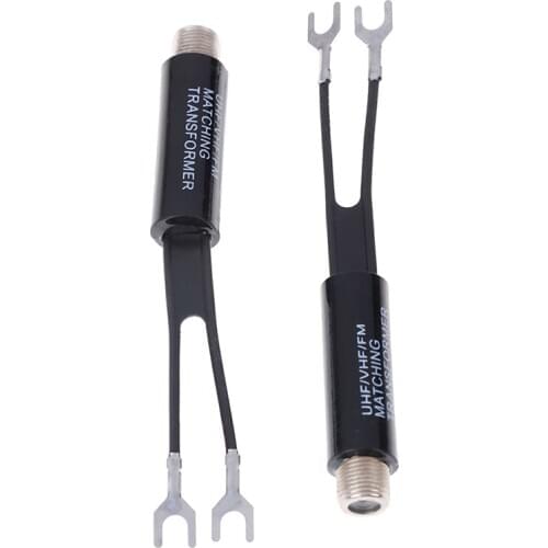 2Pcs UHF/VHF/FM/TV F Cable 75-300 Ohm Balun Antenna Matching Transformer Adapter