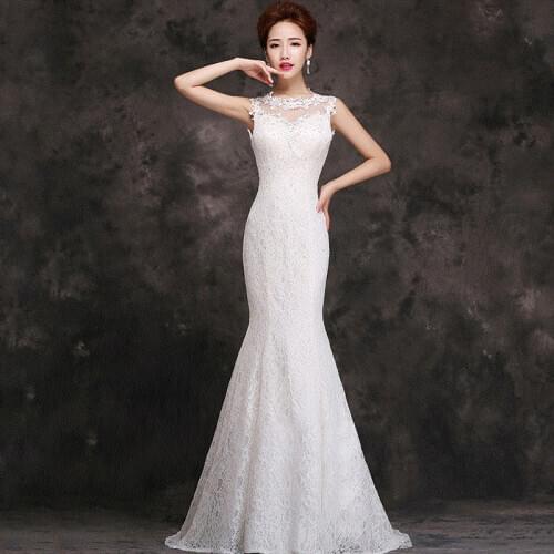 2021 Lace Wedding Dress White Fishtail Bride Tail Light Wedding Dress Shoulder Banquet Evening Dress Wedding Dress