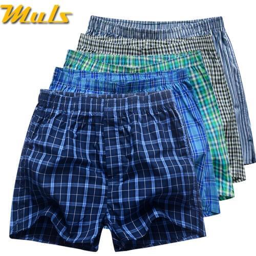 5Pcs/Lot Mens Underwear Boxers Shorts 100% Cotton Casual Underwear Sexy Soft Plaid Boxer Male Panties Comfortable Breathable