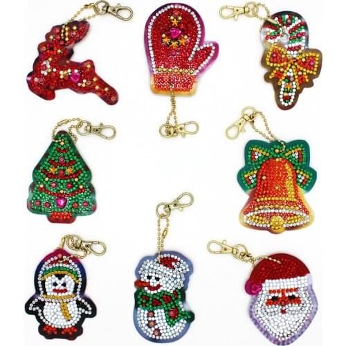 5D DIY Diamond Painting Keychain Christmas Gift 4/5/8pcs DIY Special Full Drill Cross Stitch Woman Girl Jewelry Keyring Ornament