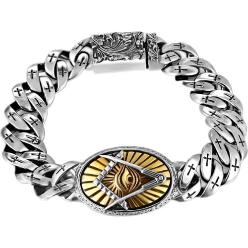 BOCAI New solid S925 pure silver jewelry bracelet for man Gods eye cross Phoenix tail pattern 925 silver man bracelet