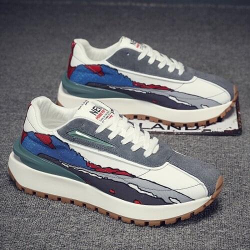 Brand Mens Sports Shoes Trend Casual Mens Sneakers Low Top Thick Sole Mens Board Canvas Shoes Chaussures Homme