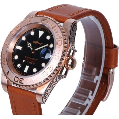HEIMDALLR Mens Diver Bronze Watch Sapphire 40mm Green Dial Sapphire 30Bar NH35A Automatic Movement Mechanical Watches