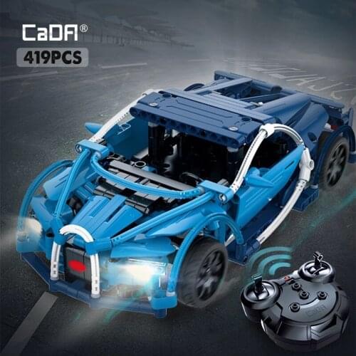 City 419PCS RC Blue Sports Racing Cars DIY Model Cada Building Blocks For City Technical Remote Control Vehicle Toys for Kid
