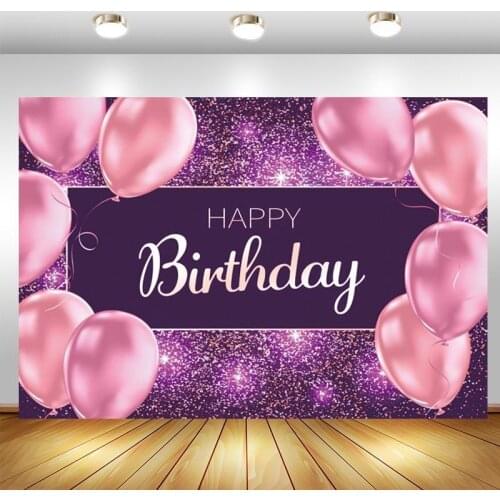 Happy Birthday Party Photography Backdrop Pink Balloon Photo Studio Background Decor Banner Prop