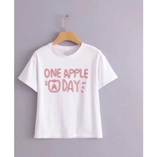 One apple a day t shirt grunge tumblr camisetas street style aesthetic cotton apple graphic funny women casual vintage tee tops