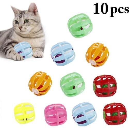 10pcs Funny Candy Colors Cat Ball Toys Interactive Pumpkin Shape Cat Bell Toy Kitten Training Toy Pet Supplies