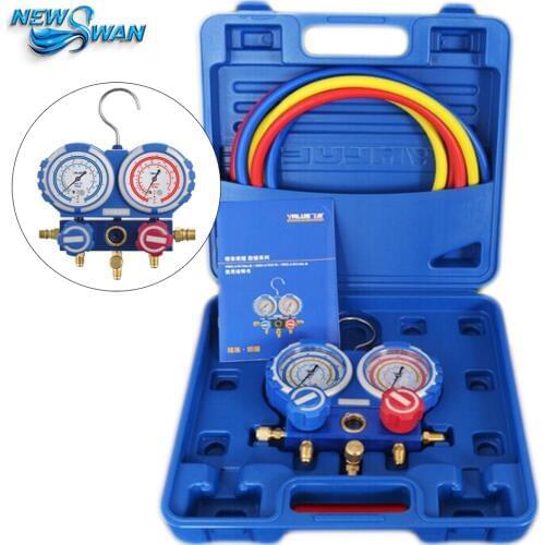 Refrigerant Manifold Pressure Gauge Refrigerants Scale Air Conditioner Refrigerator Freon Pressure Measuring Meter VMG-2-R410A-B