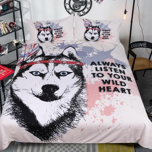Free shipping children cartoon wolf head 3pcs bedding set no bed sheet sabanas twin full queen king size home textile