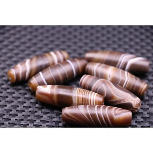 Set of 7 Magical Tibetan Natural silkworm Lines Totem dzi Bead 45*14.5mm