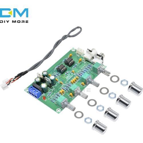 New NE5532 Stereo Pre-amp Preamplifier Tone Board Audio 4 Channels Amplifier Module 12-24V AC Dual RCA Plug Input With Cable DIY