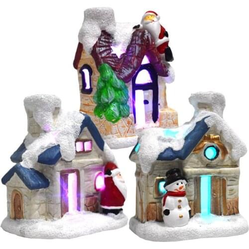 New Christmas Decorations Luminous Cottage With Lights Dreamy European Snow Scene House Childrens Gifts Christmas Ornaments