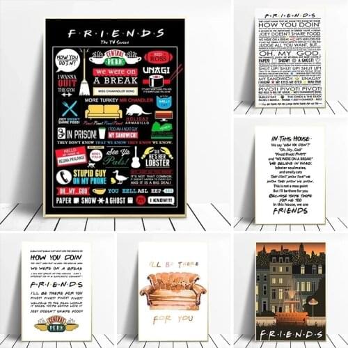 Friends TV Show Poster Quotes Canvas Painting Posters and Prints Central Perk Friends Design Wall Art Pictures Living Room Decor