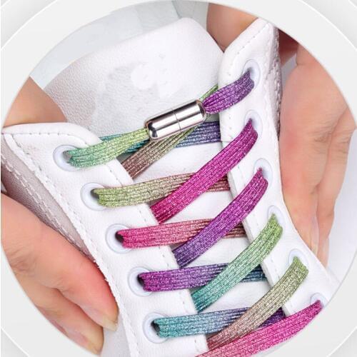 Lazy Shoelaces Elastic Colorful Flat Shoe laces No Tie Shoelace Kids Adult Sneakers Lazy Laces One Size Fits All Shoes