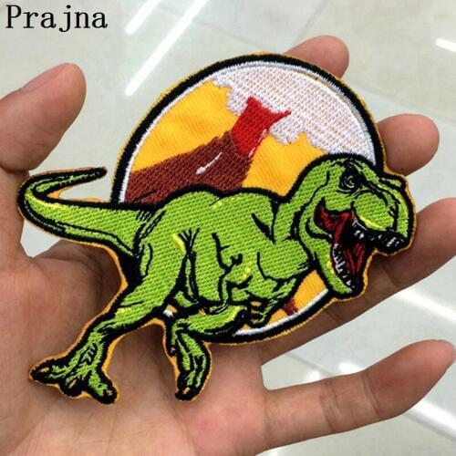 Prajna Jurassic Park Dinosaur Patch Stalker Iron On Embroidered Patches Hippie Ironing Patches For Clothes Jacket DIY Stripe