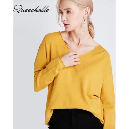 Женские пуловеры с V-образным вырезом QUEECHALLE China At AliExpress