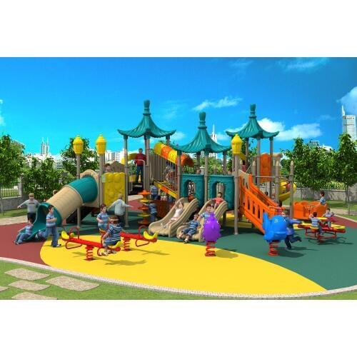 CE,ISO,TUV amusement outdoor playground structure park combination plastic slide toys YLW-17953
